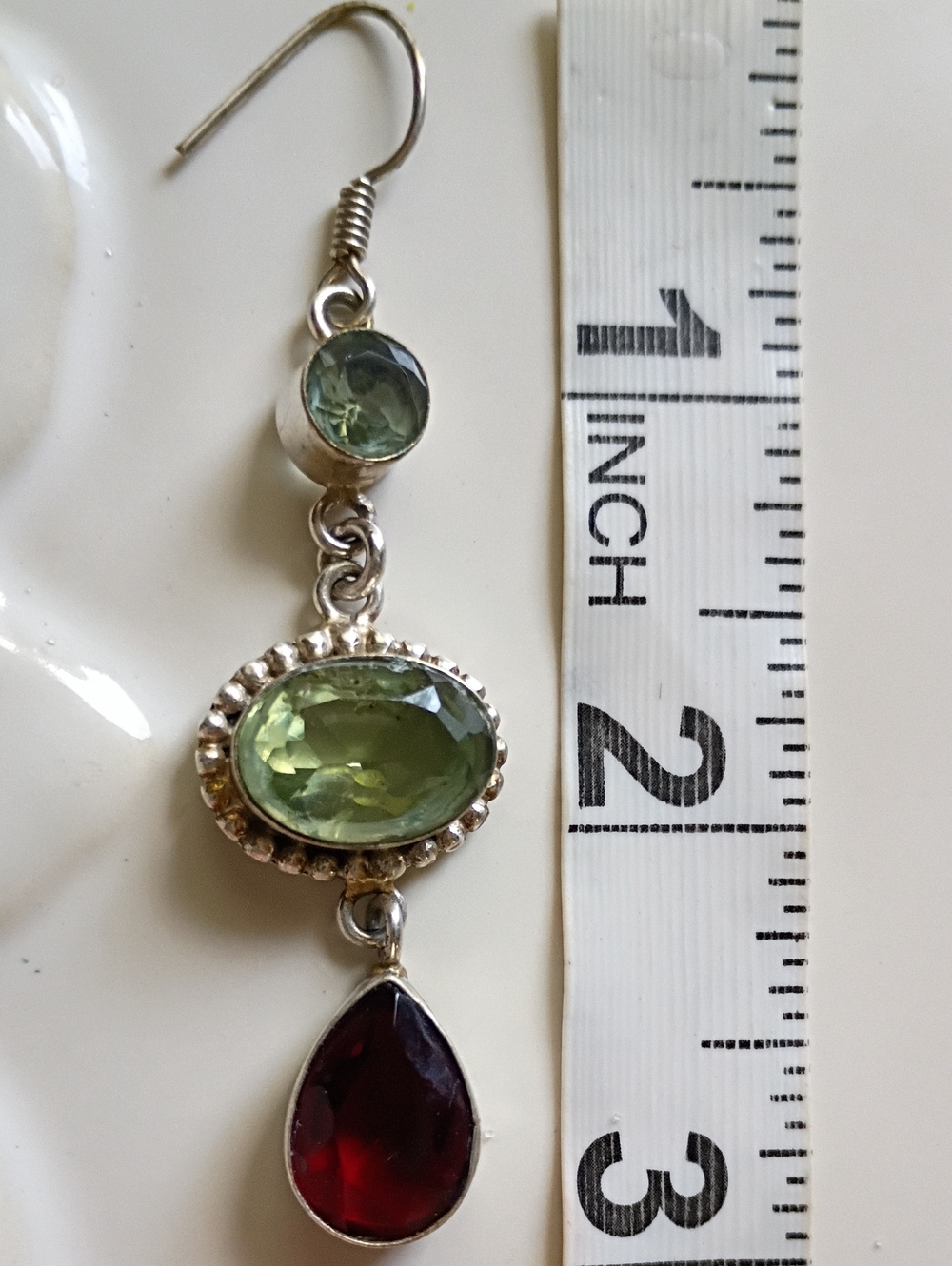 Amethyst And Garnet Sterling Silver Long Drop Earrings - Picture 3 of 4